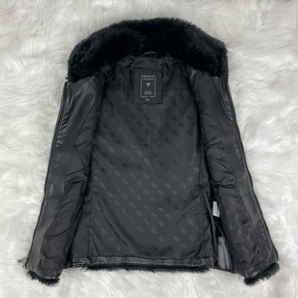 Guess Vest Faux Fur and Leather Zip Front, Size Small - Picture 8 of 10